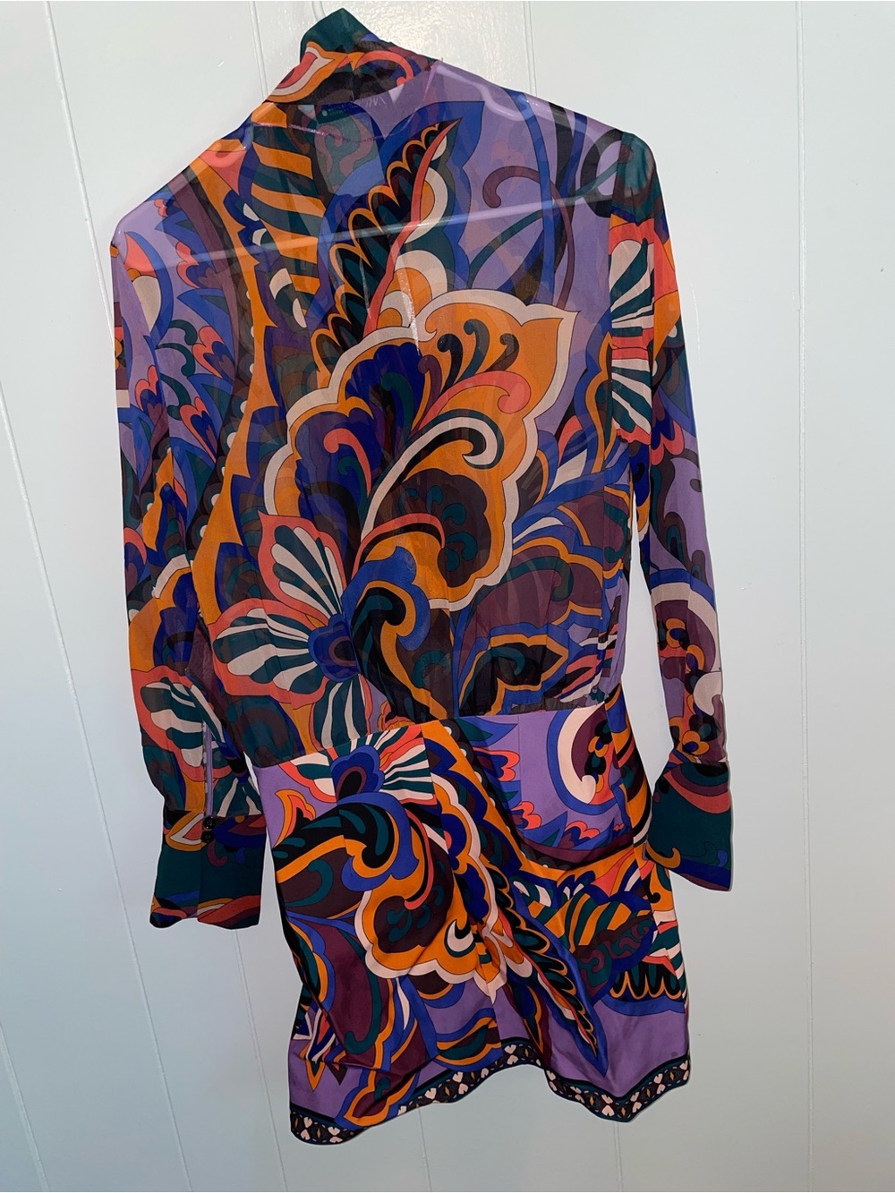 Zara Purple Multi-Color Printed Long-Sleeve Mini Dress - Picture 5 of 5